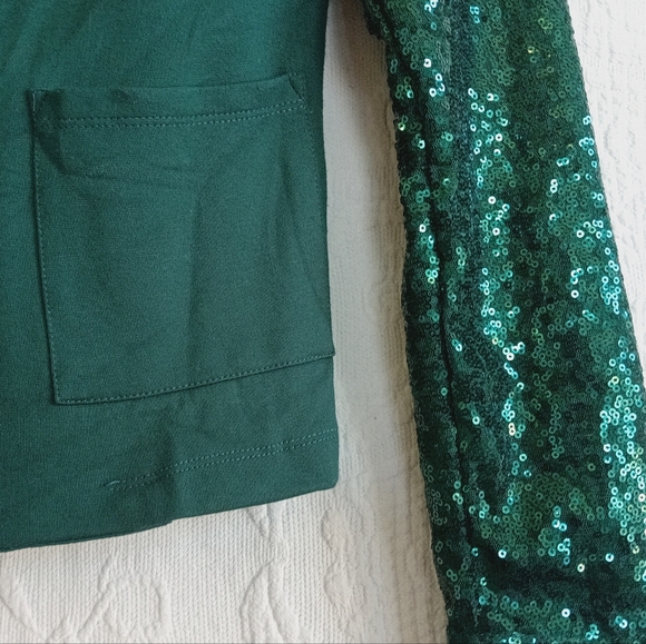 Harlow & Rose Green Blazer Sequin Sleeves Holiday Party Fun Sparkly Christmas SM - Picture 5 of 12
